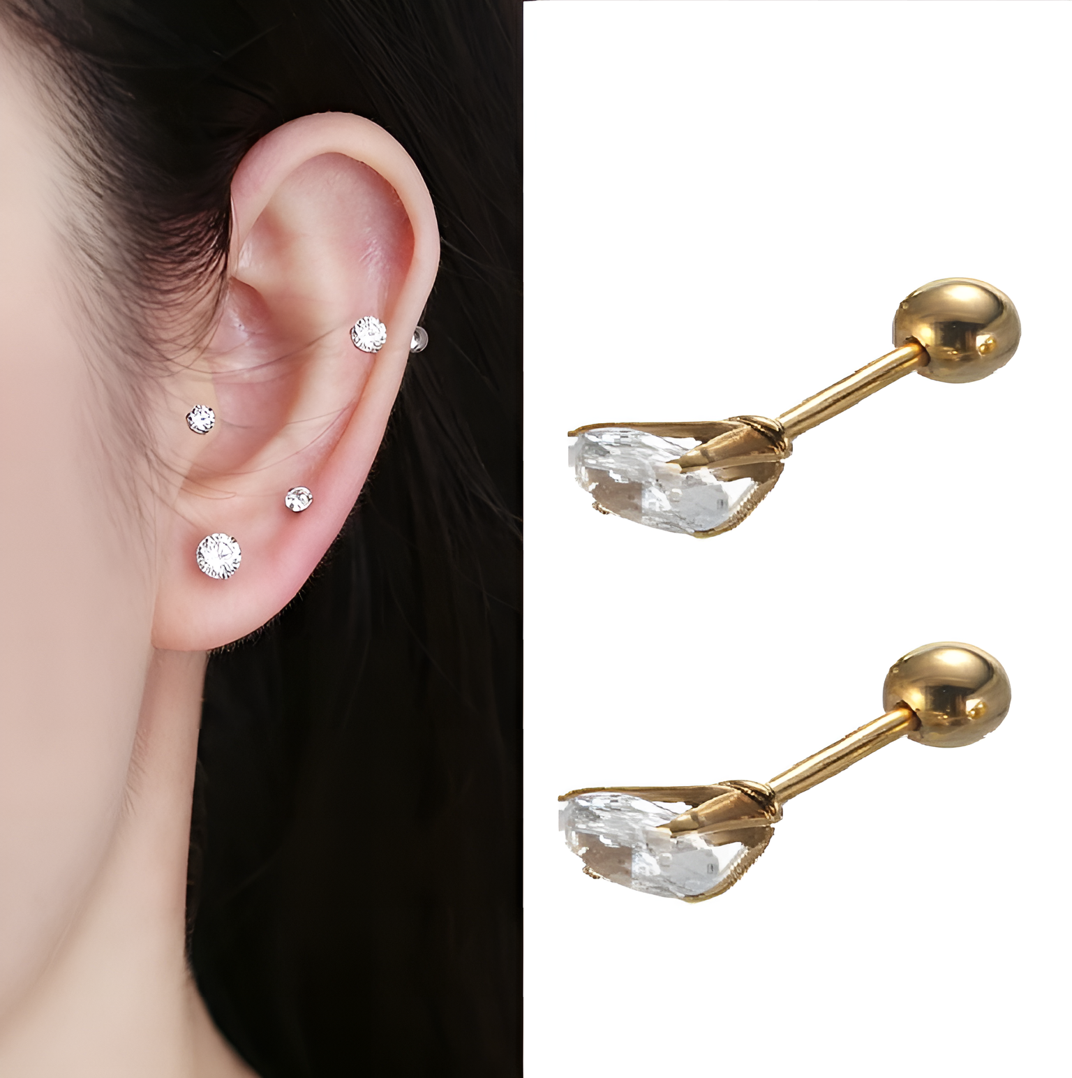 Everyday casual earrings for women, lightweight simple studs