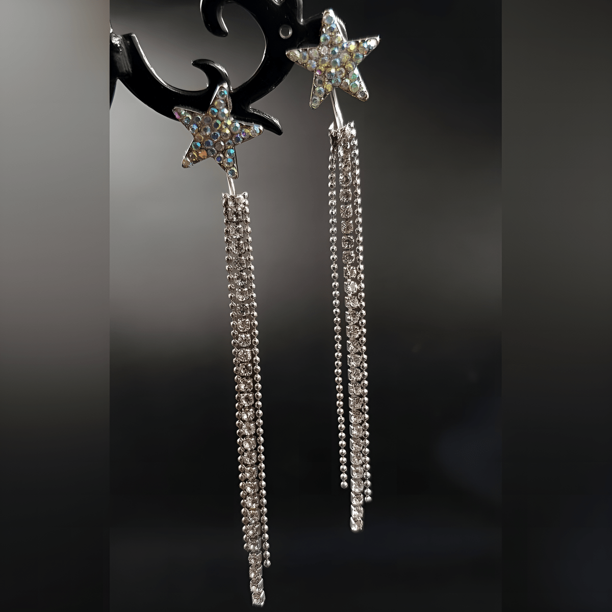 Trendy Classy Star Cz Crystal Tassel Style Elegant Drop Earring - Hanaya Store