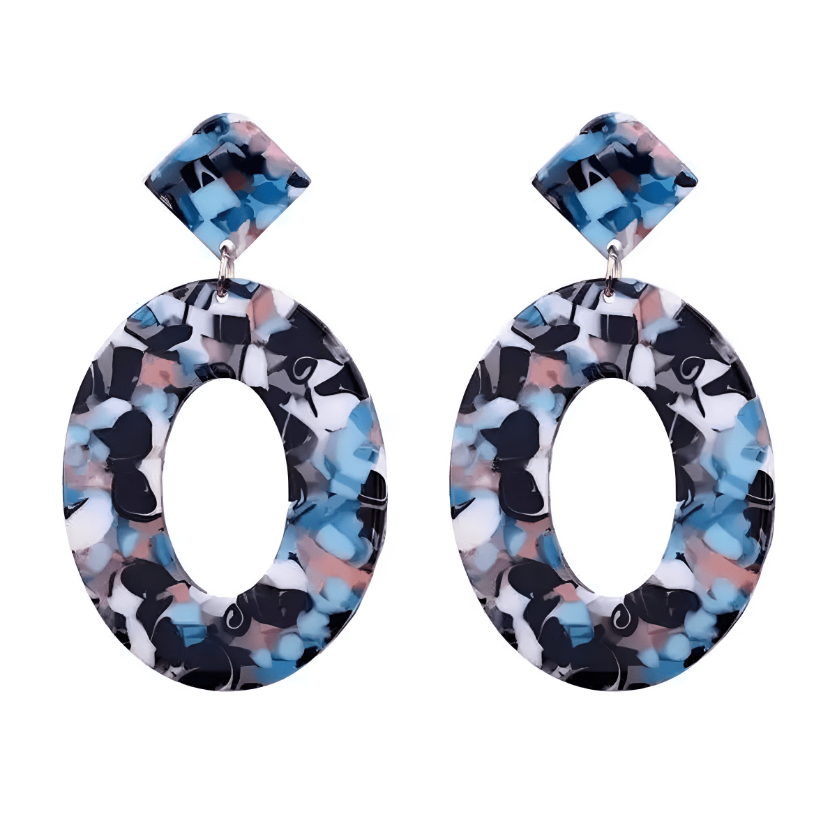 Unique Classy Geometric Big Blue Multi Trendy Fashionable Earrings - Hanaya Store