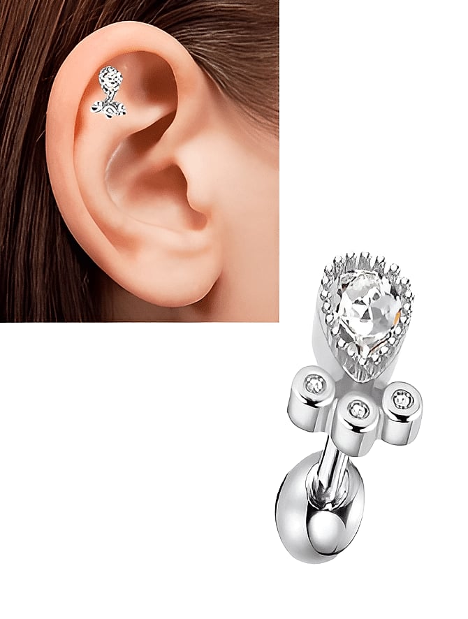 1 DAITH TRAGUS Piece Cartilage Helix ROOK HELIX SNUG 1.2MM Stud Crystal LOBE Tragus Piercing Steel Earring ORBITAL