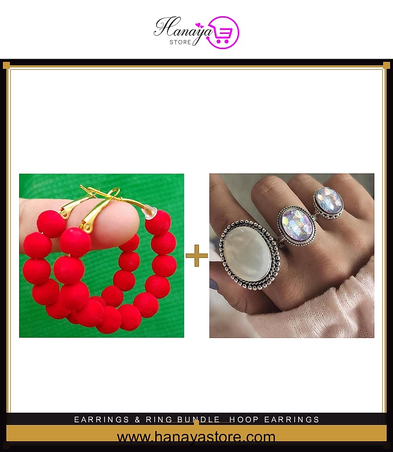 Hoop Earrings + Charm Ring bundle