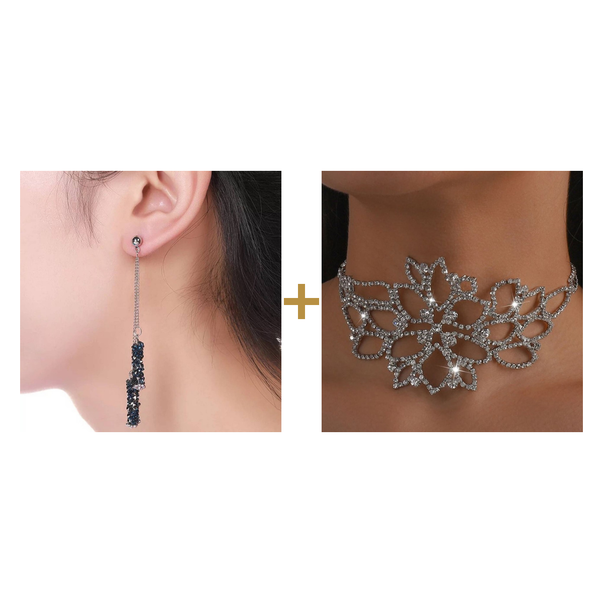 Tassel Earrings + Crystal Butterfly Necklace bundle