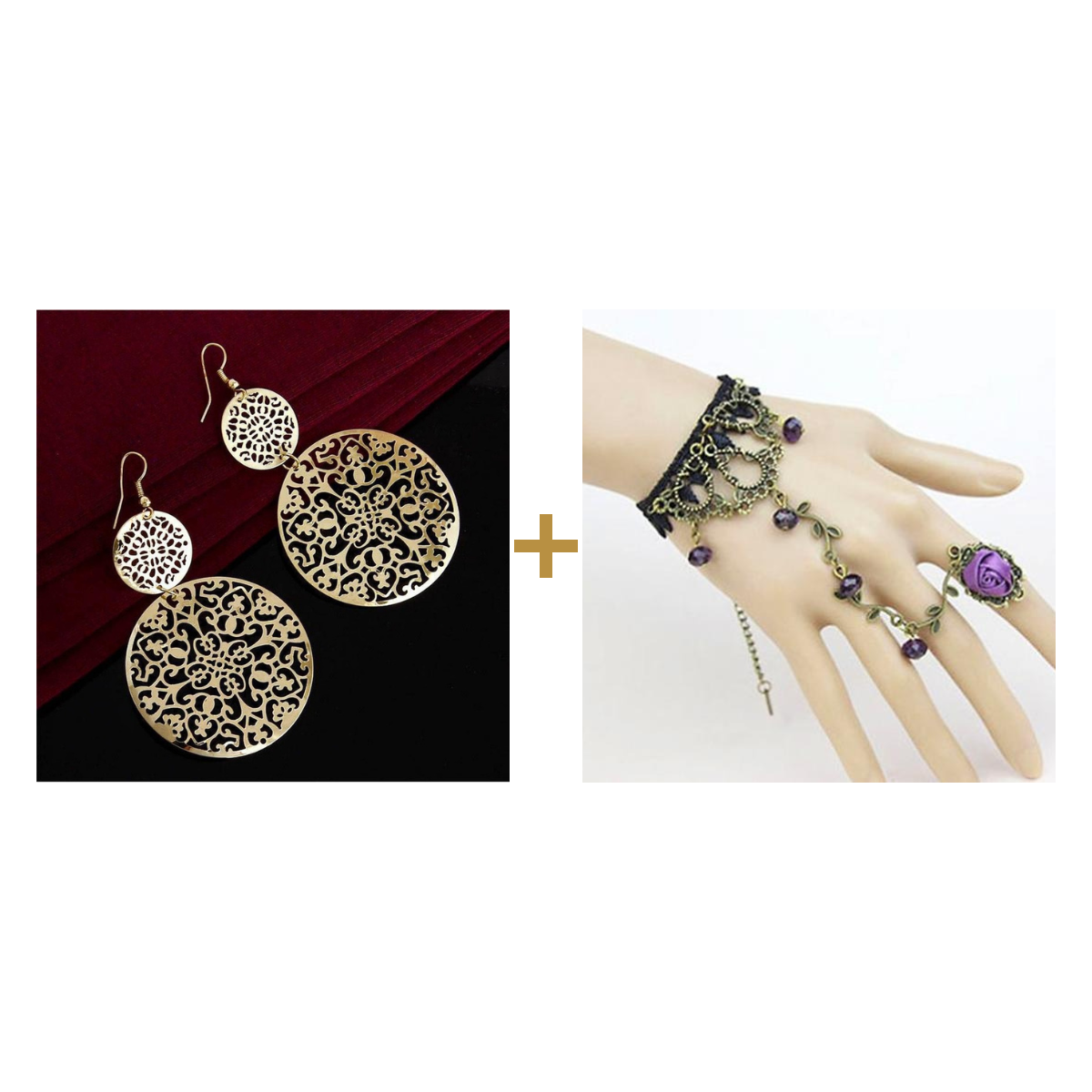 Golden Drop Earrings + Turkish Choker bundle