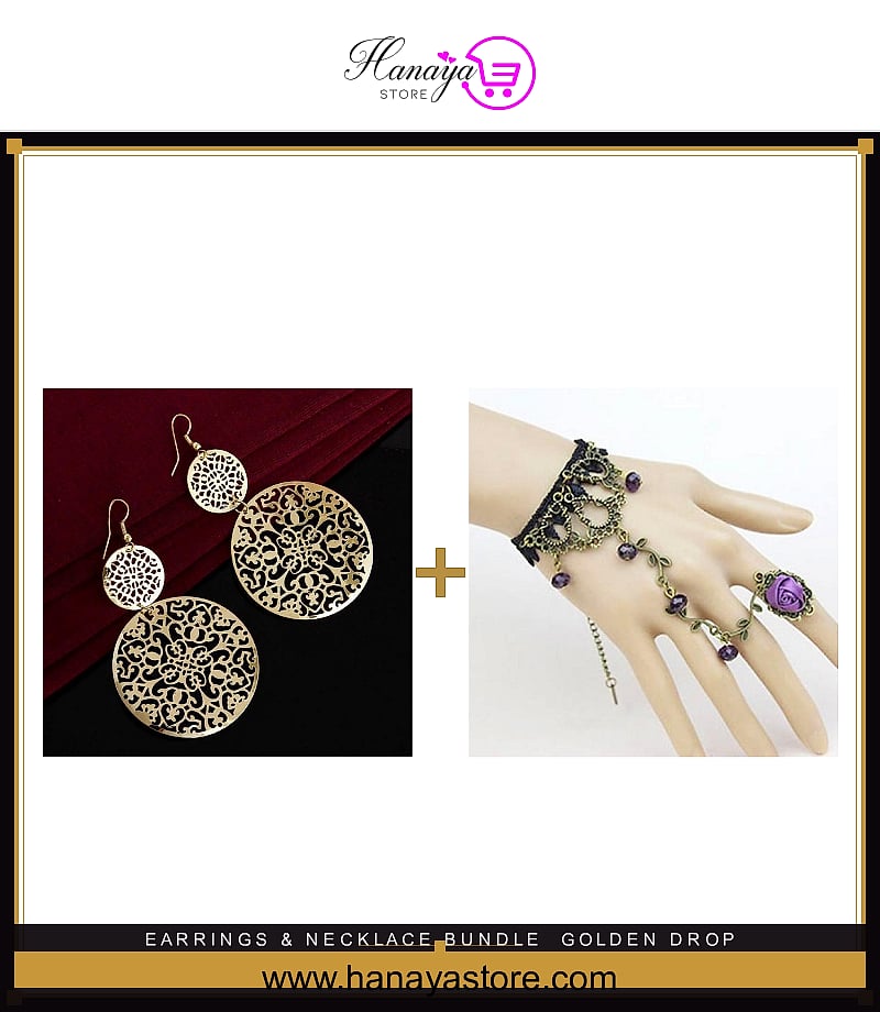 Golden Drop Earrings + Turkish Choker bundle
