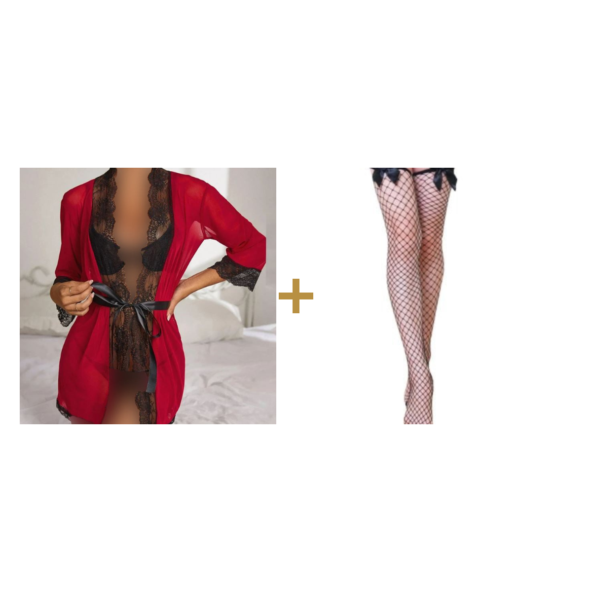 Bodycon Nightdress + Lace Thigh High Stockings bundle