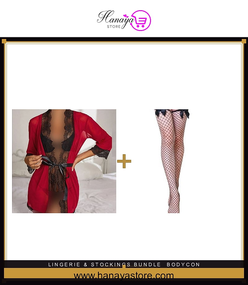 Bodycon Nightdress + Lace Thigh High Stockings bundle