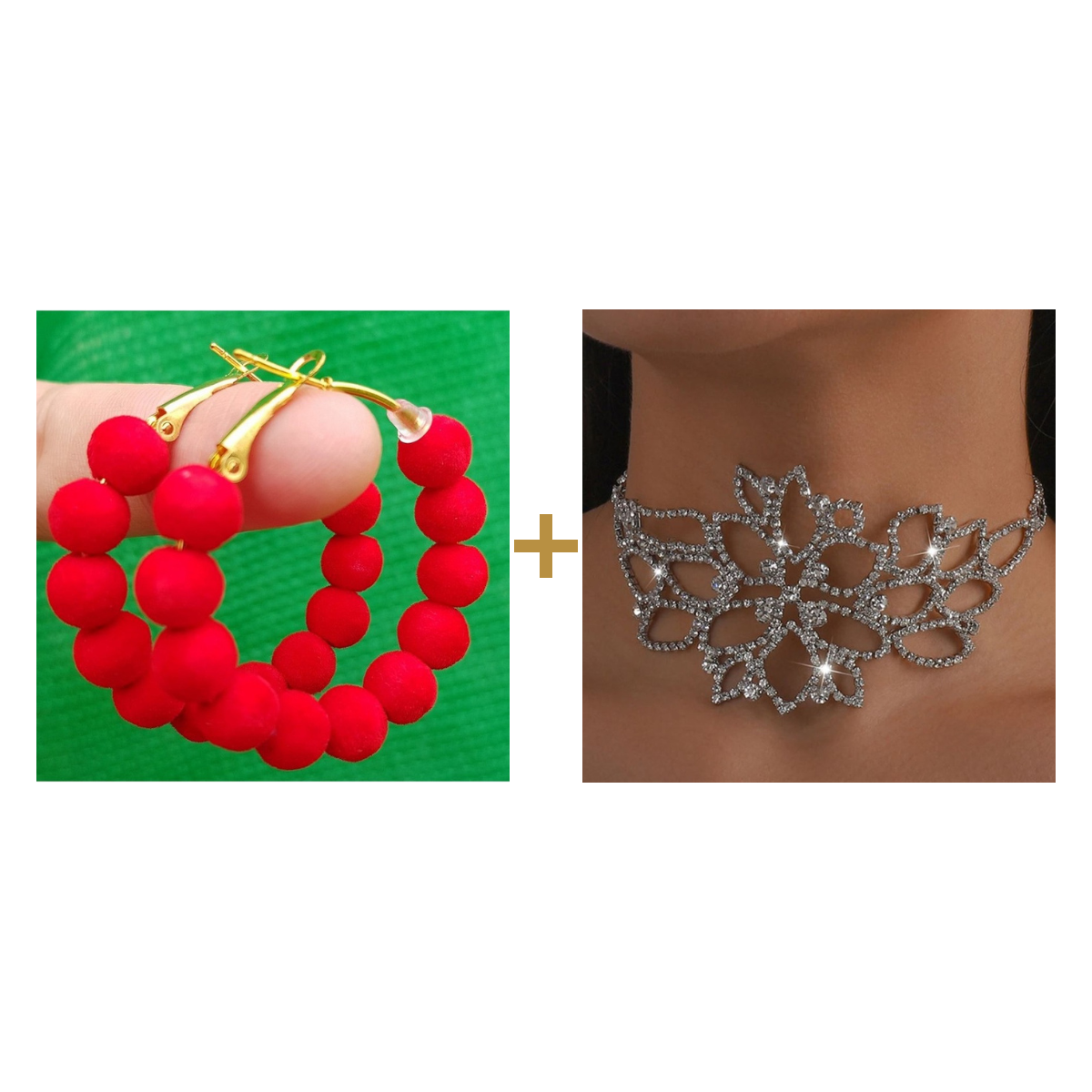 Hoop Earrings + Butterfly Necklace bundle