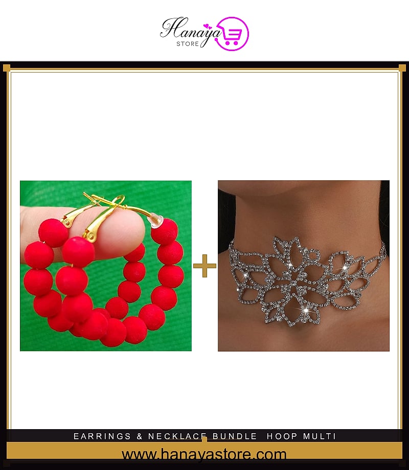 Hoop Earrings + Butterfly Necklace bundle