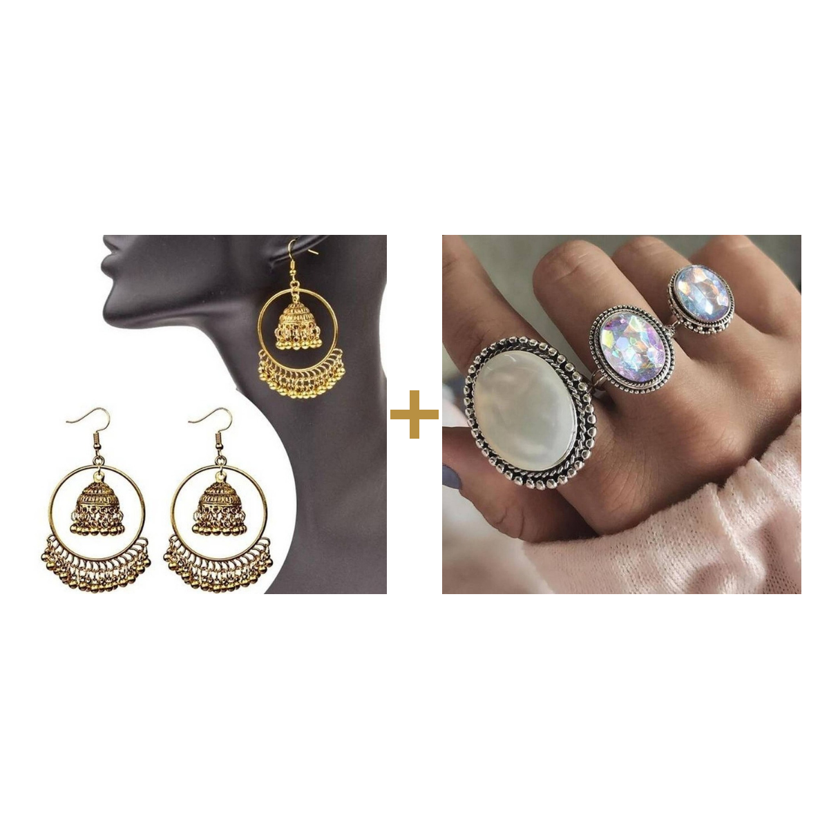 Jhumki Earrings + Charm Ring bundle