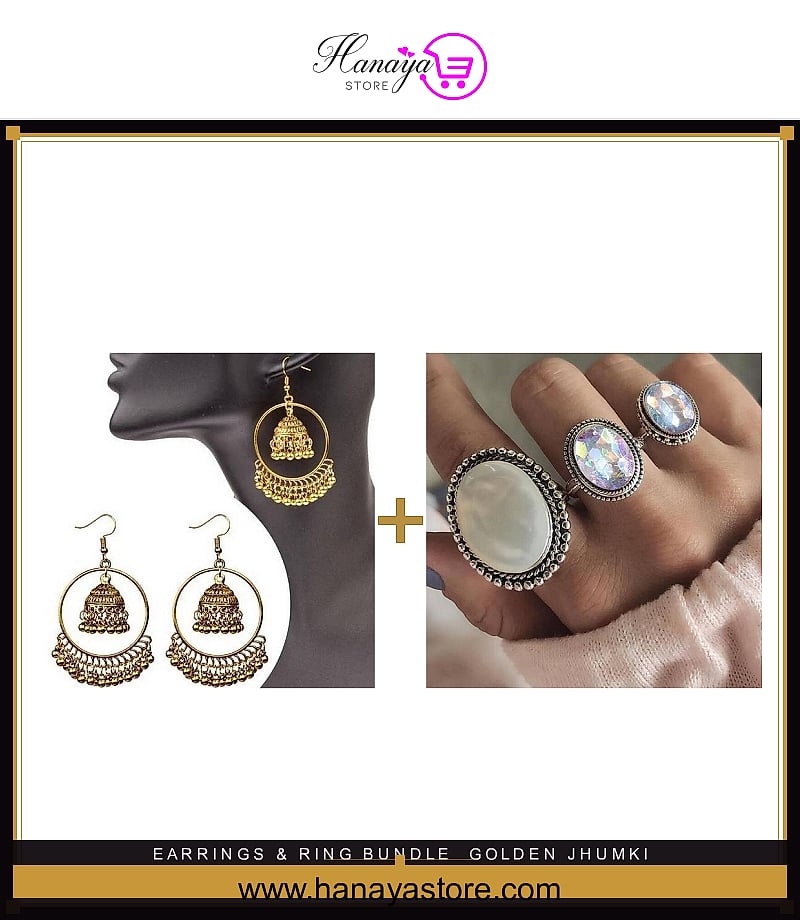 Jhumki Earrings + Charm Ring bundle