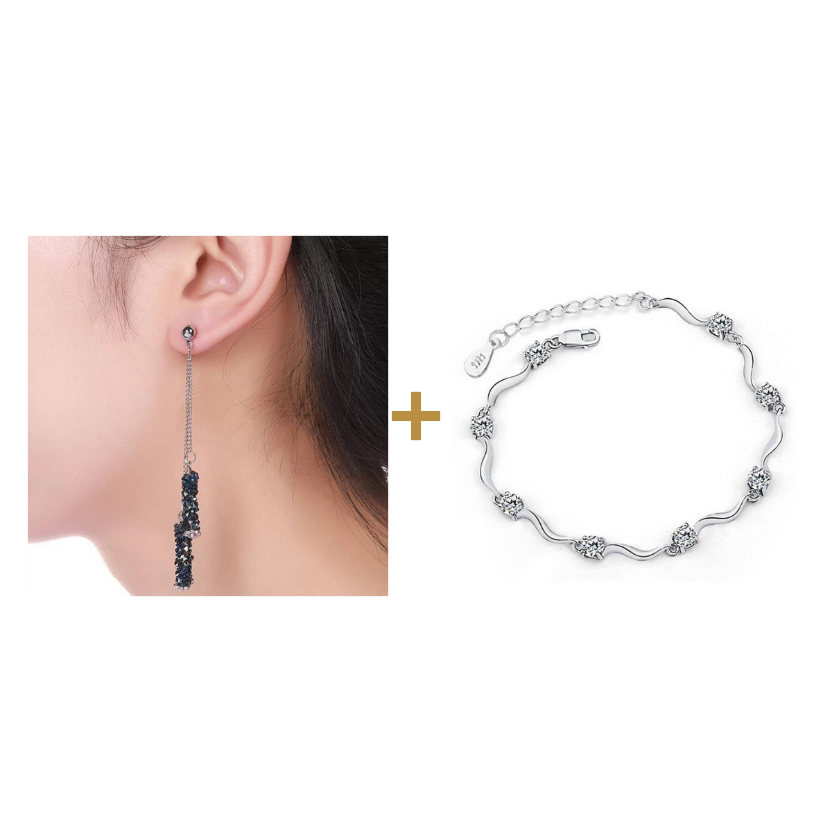 Tassel Earrings + Zircon Crystal Bracelet bundle