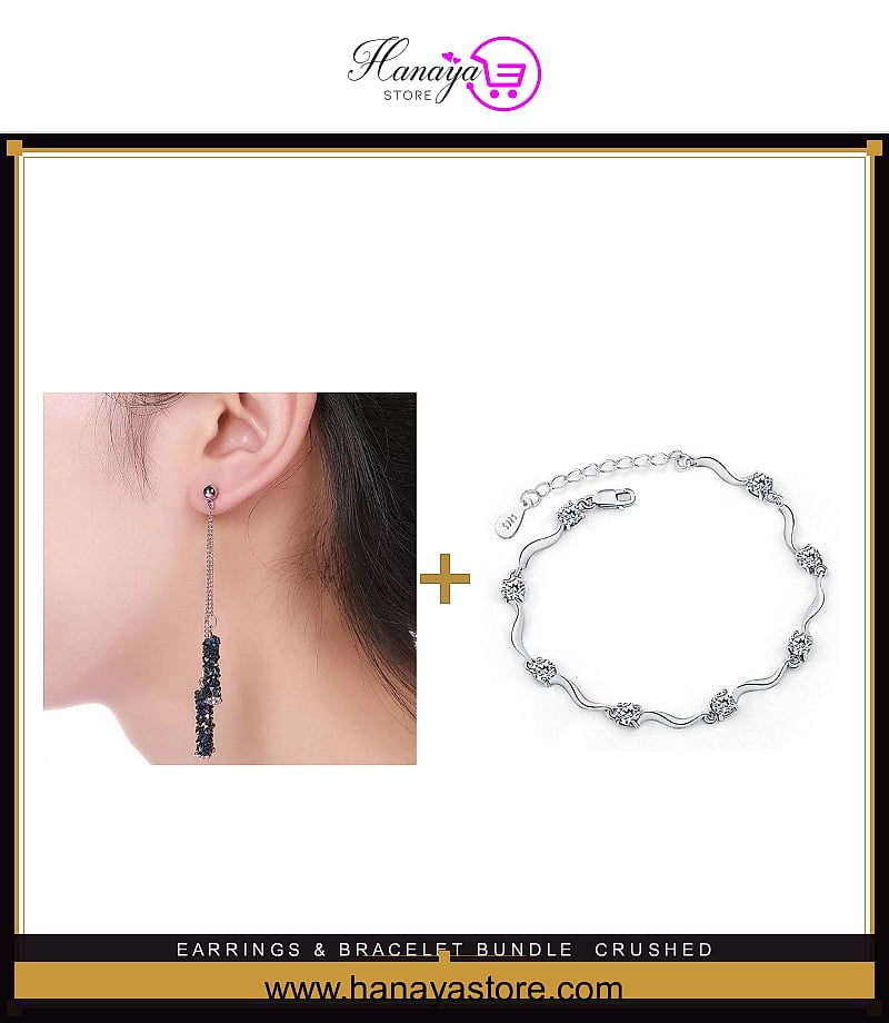 Tassel Earrings + Zircon Crystal Bracelet bundle
