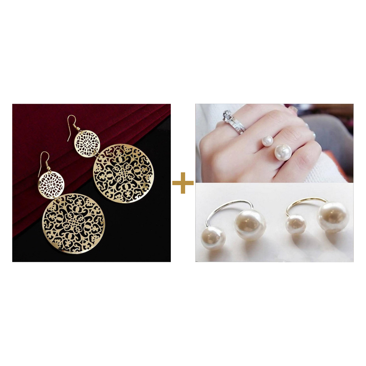 Drop Earrings + Pearl Rings bundle