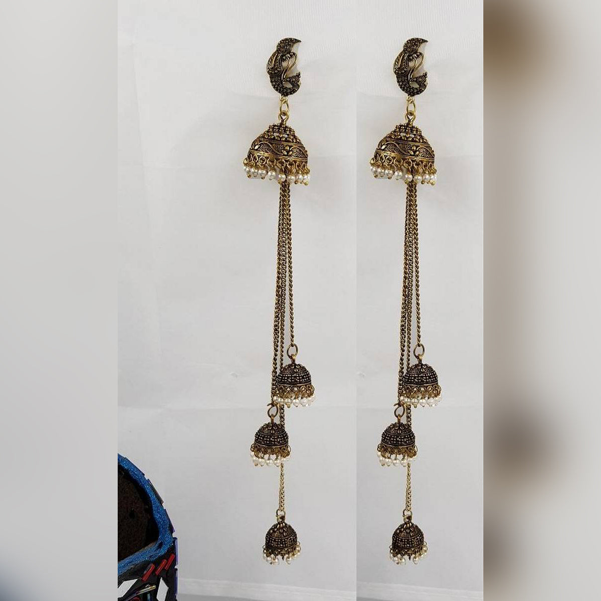 Trendy Classy Antique Vintage Handmade 4 Jhumkis meenakari Elegant Earring – Earrings Online in Pakistan | Hanaya
