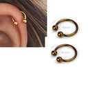 2 Pieces 12MM Cartilage Helix Stud Tragus Ear Piercing Plug HorseShoe Earring – Image 9 of 9