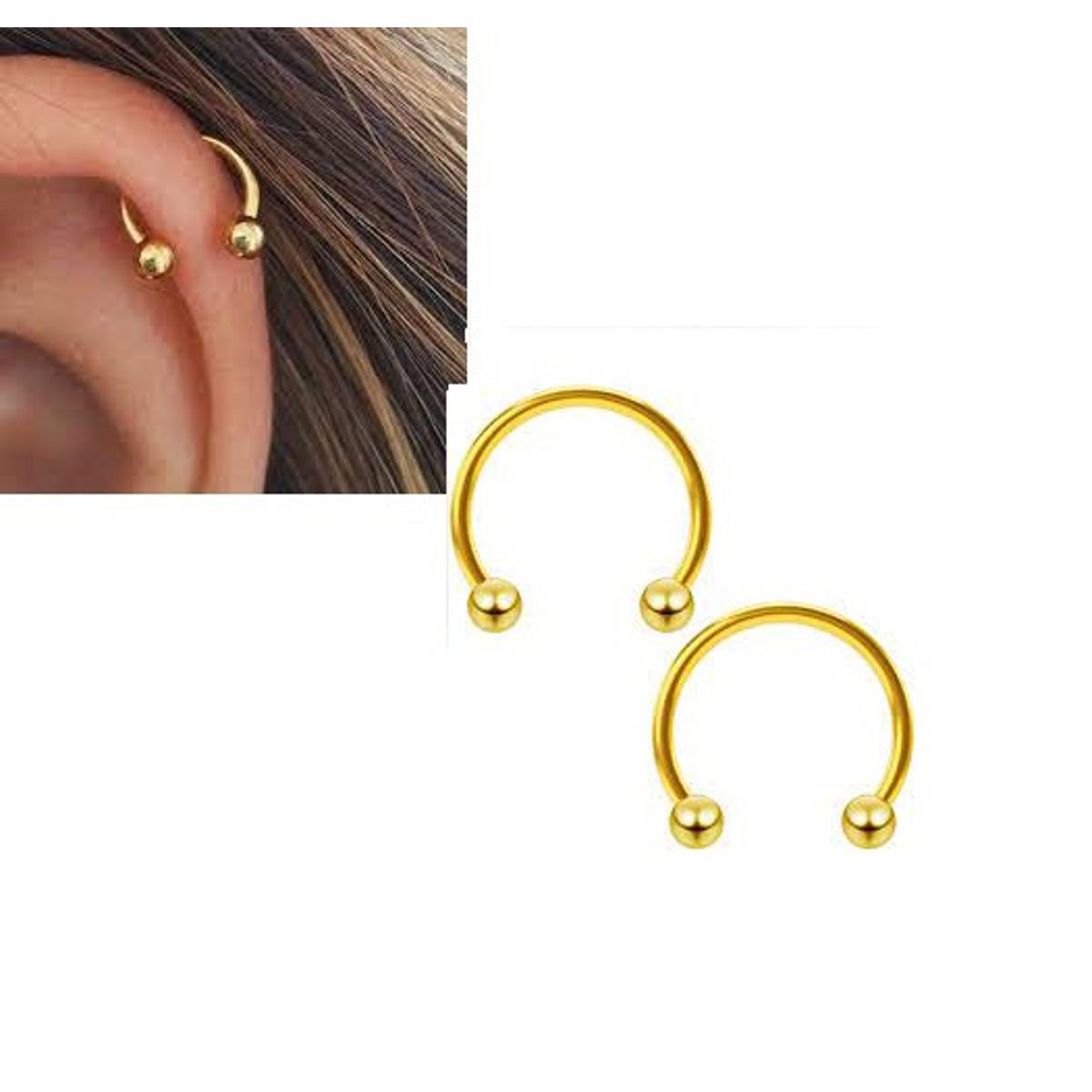 2 Pieces HELIX 10MM Thin Cartilage SNUG Helix ROOK Stud DAITH ORBITAL LOBE Tragus Ear Piercing Plug TRAGUS Horseshoe Steel...