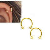 2 Pieces HELIX 10MM Thin Cartilage SNUG Helix ROOK Stud DAITH ORBITAL LOBE Tragus Ear Piercing Plug TRAGUS Horseshoe Steel...