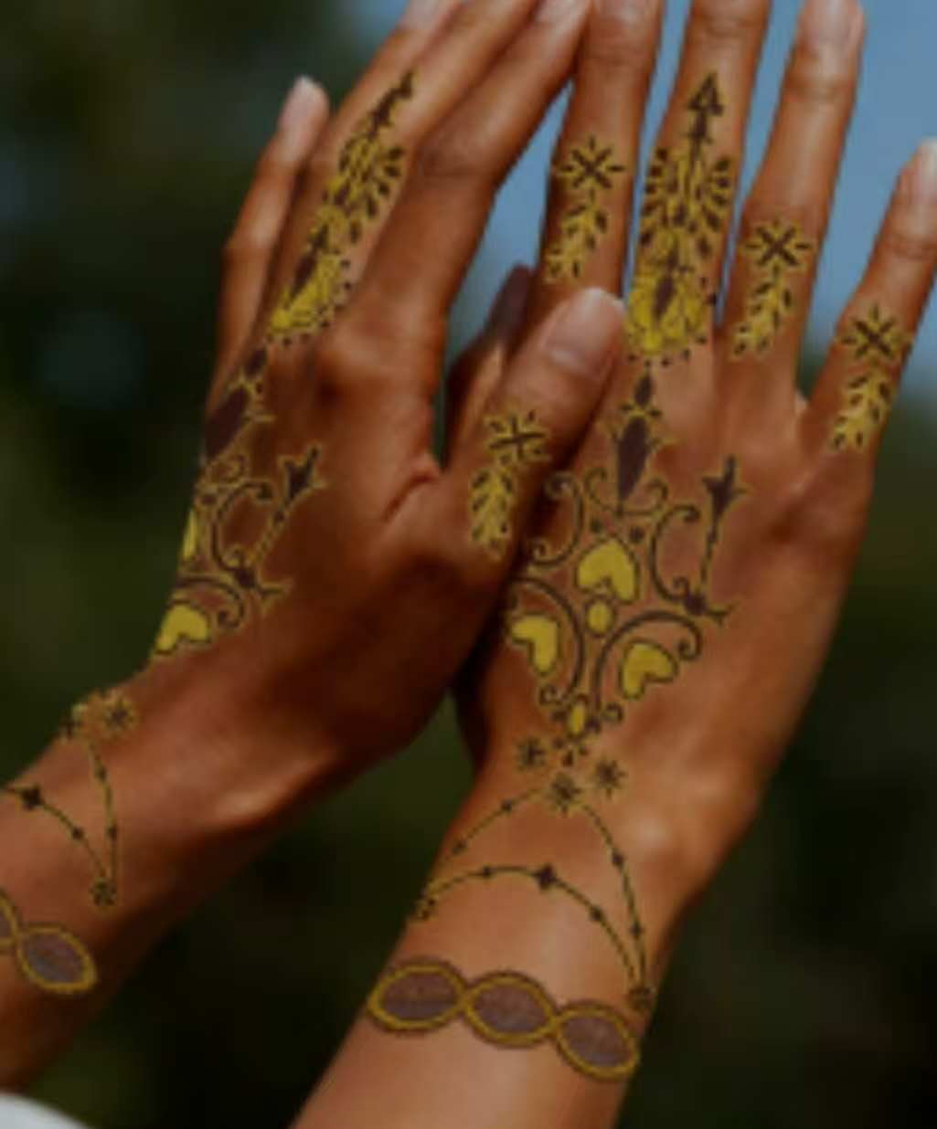 Metallic Lace Henna Mehndi Tattoo Sticker Design 2