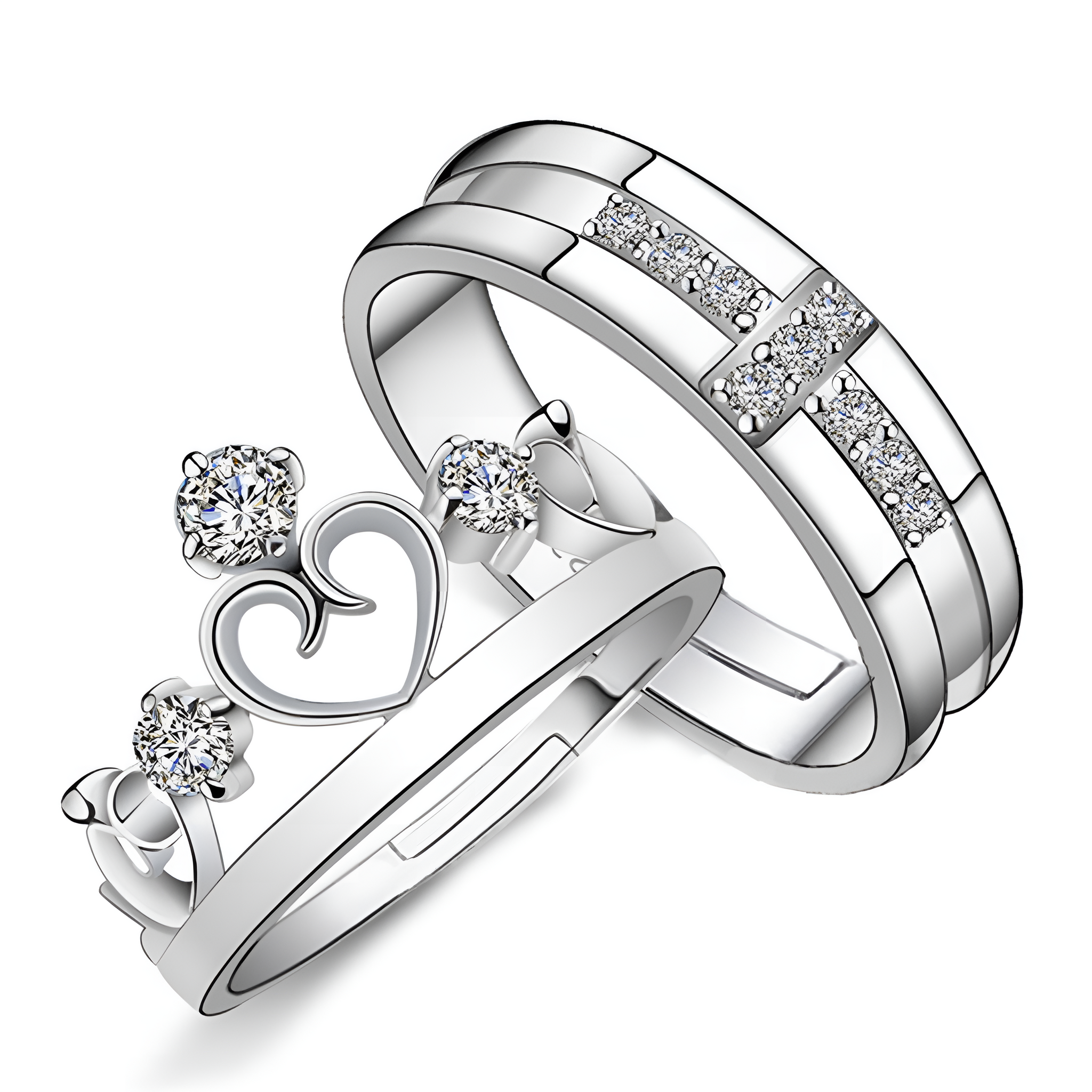 2 pieces Premium Quality Couple Rings Adjustable for Women & Men – 925 stamped Forever love Wedding & Fashion Jewelry Gifts Love rings