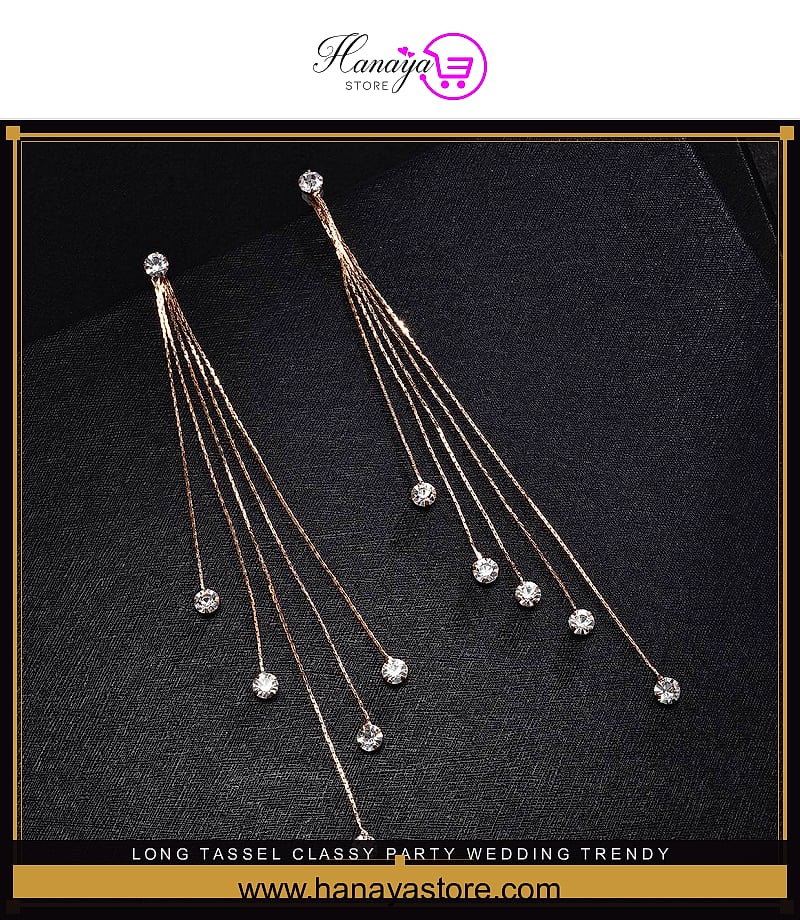 Long Tassel Classy Party Wedding Trendy Earring – Earrings Online in Pakistan | Hanaya