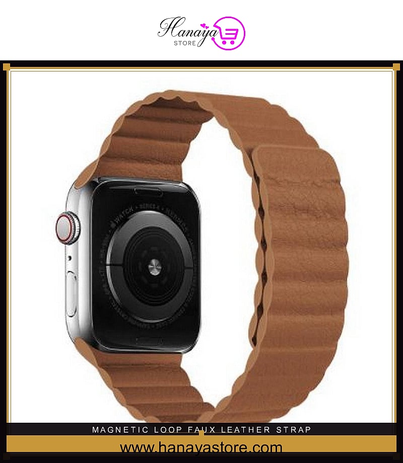 Magnetic Loop Faux Leather Strap Compatible for Apple Watch Strap Elegant 42/44mm Series 1/2/3/4/5/6 – Accessories Online ...