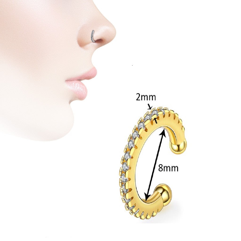 Non Piercing Clip on Thin Nose Pin Heart Love Shape Elegant Nostril Body Jewelry – Image 2 of 2