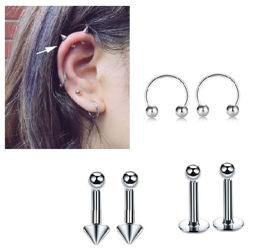 6 High Quality Steel 3mm Ear Plug Piercing Spike Closure Cartilage Ear Jewelry – Earrings Online in Pakistan | Hanaya