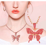 Trendy Classy Fully Crystal Butterfly Necklace For Girls – Accessories Online in Pakistan | Hanaya