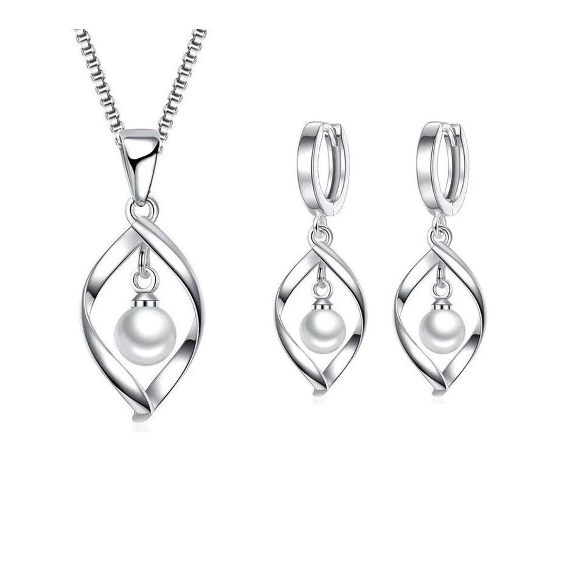 Royal Classy Sprial Pearl Party Jewelry Set For Women – Accessories Online in Pakistan | Hanaya