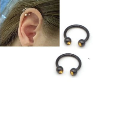 TRAGUS 2 Pieces Cartilage Helix 8mm LOBE Stud Tragus Ear Piercing ORBITAL HELIX SNUG DAITH ROOK Plug Earring – Detail View...
