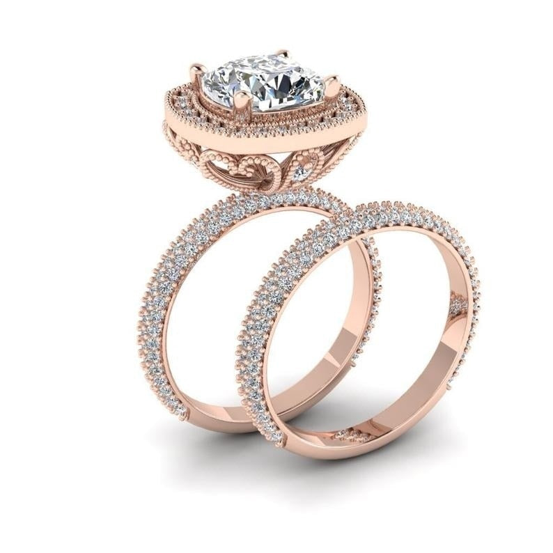 Trendy High Class 2 Pieces Gem CZ Ring For Women – Image 2 of 3