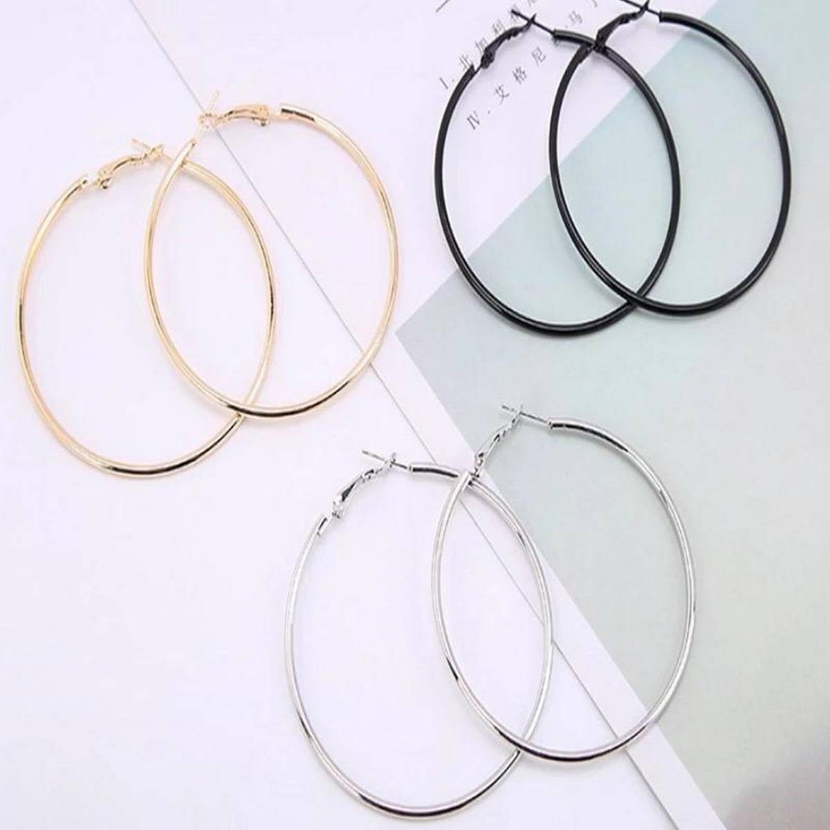 3 Pairs Classy 2 inch Hoop Elegant Earrings Pack – Earrings Online in Pakistan | Hanaya