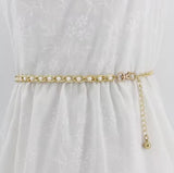 Thin metal waist chain belt – styling shot for frock Pakistan – Hanaya