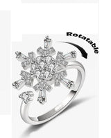ROTATABLE Adjustable Silver Zircon Flower Ring for Women Anti Anxiety Rings– One Size Fashion Jewelry for Party, Wedding, Gift & Daily Wear