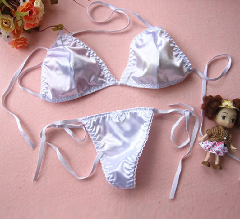 One Size Fits 40 70 Kgs Sleepwear Silk Type Bra Lingerie Set Women Underwear Bikini Three Point Set – Image 3 of 3