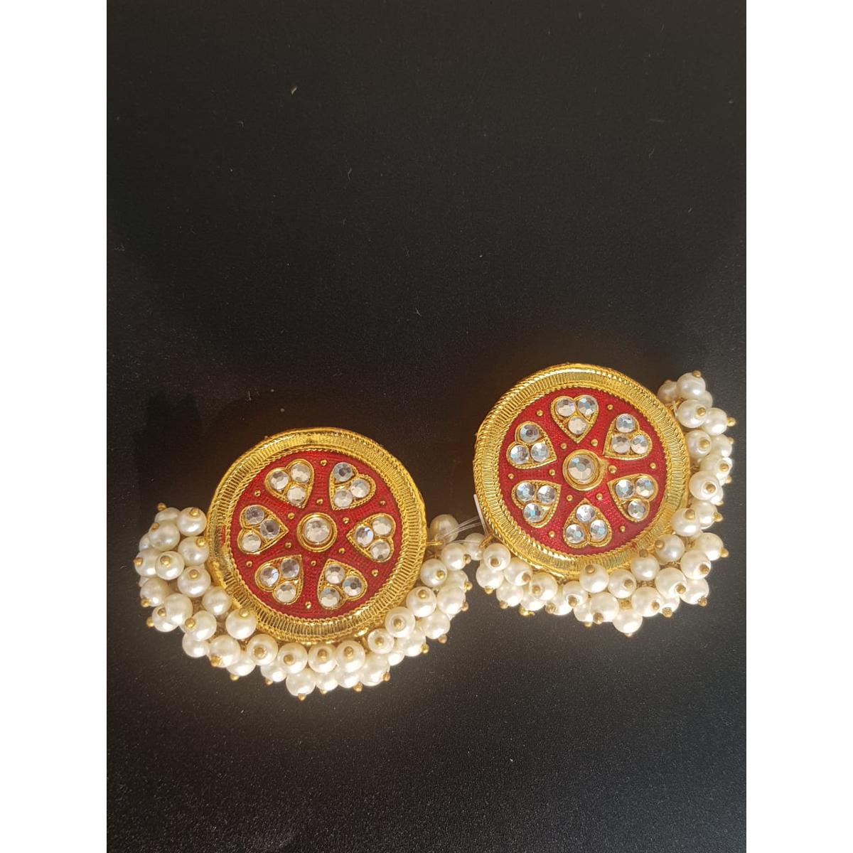 Round Antique Vintage Meenakari Handmade Elegant Earrings – Earrings Online in Pakistan | Hanaya