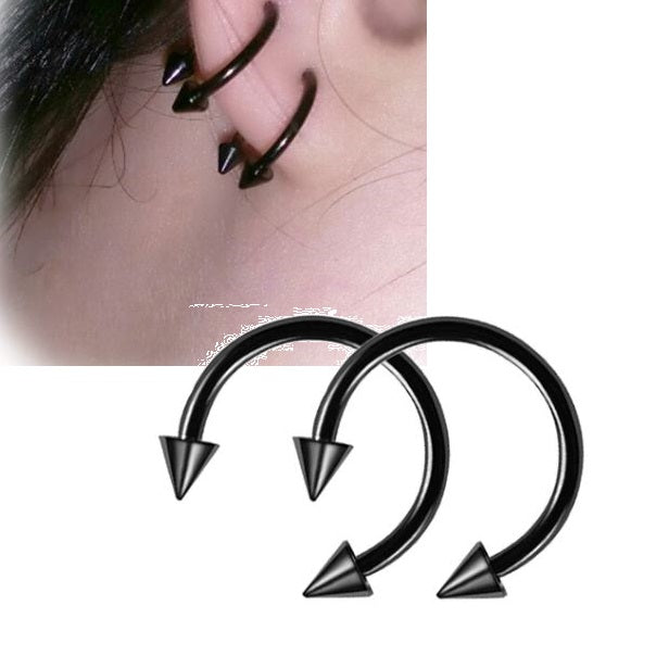 2 Piece Cartilage Helix Stud Tragus Ear 10mm Piercing Plug Crystal HorseShoe Earring – Close Up – Accessories | Hanaya Pak...