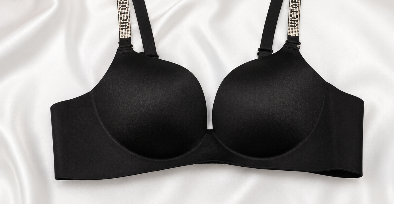 Padded Seamless Wireless Soft Bra Women's Bras Padded Seamless Wireless Crystal Strap Soft Palm Pad Design Four Rows Of 