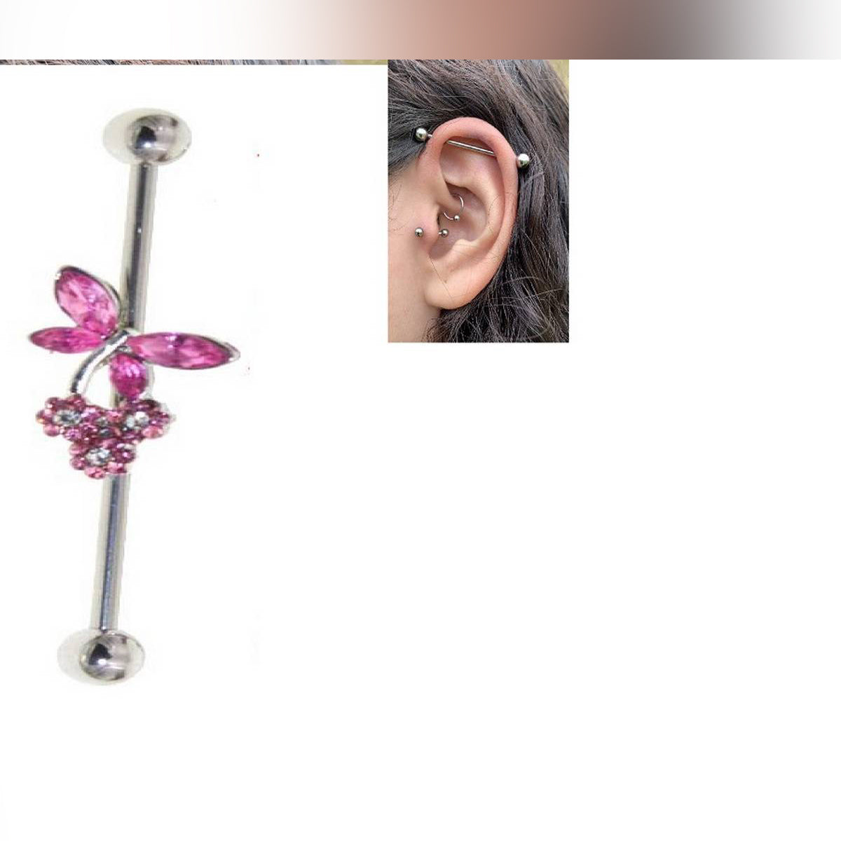 Steel 38mm Ear Plug 14G Piercing Industrial Cartilage Ear Jewelry Trendy Body Jewelry – Earrings Online in Pakistan | Hanaya