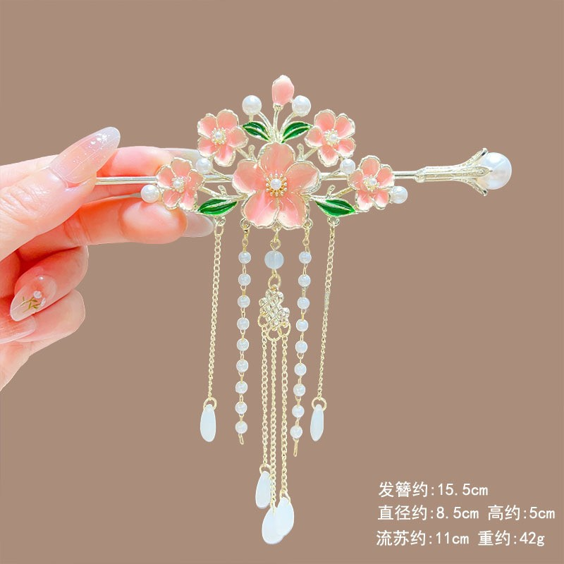 Elegant Chinese Style Hair Clip Tassel Hair Stick Traditional Floral Design – Traditional Floral Hair Stick for Women Hair...