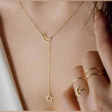 Fashion Moon Star Pendant Choker Necklace Alloy Zinc Chain – Close Up – Accessories | Hanaya Pakistan