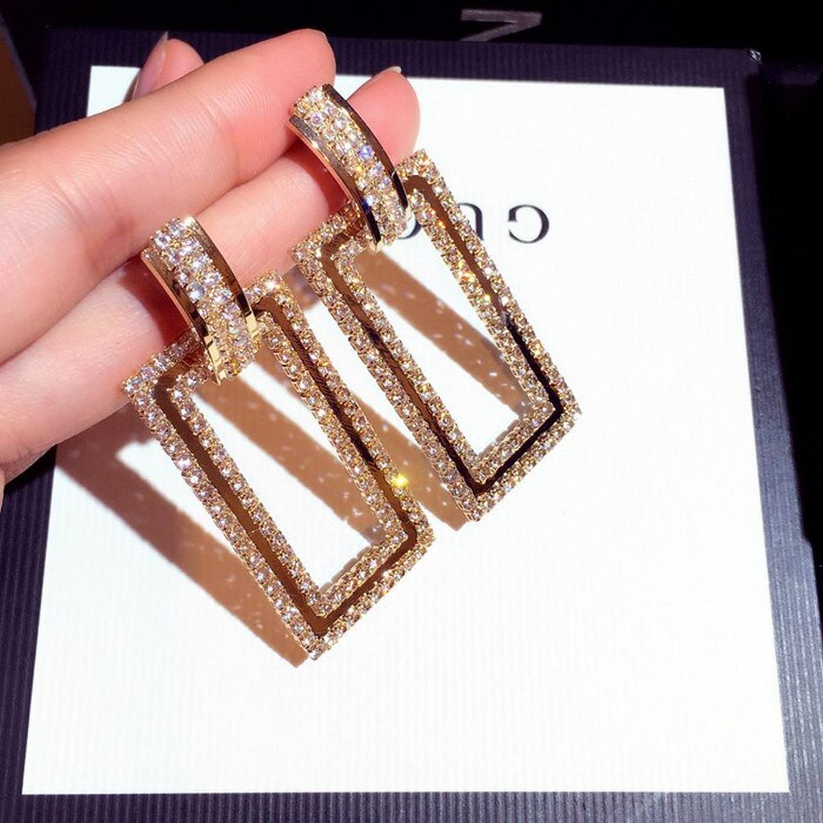 Unique Classy Long Crystal Trendy Earrings – Earrings Online in Pakistan | Hanaya