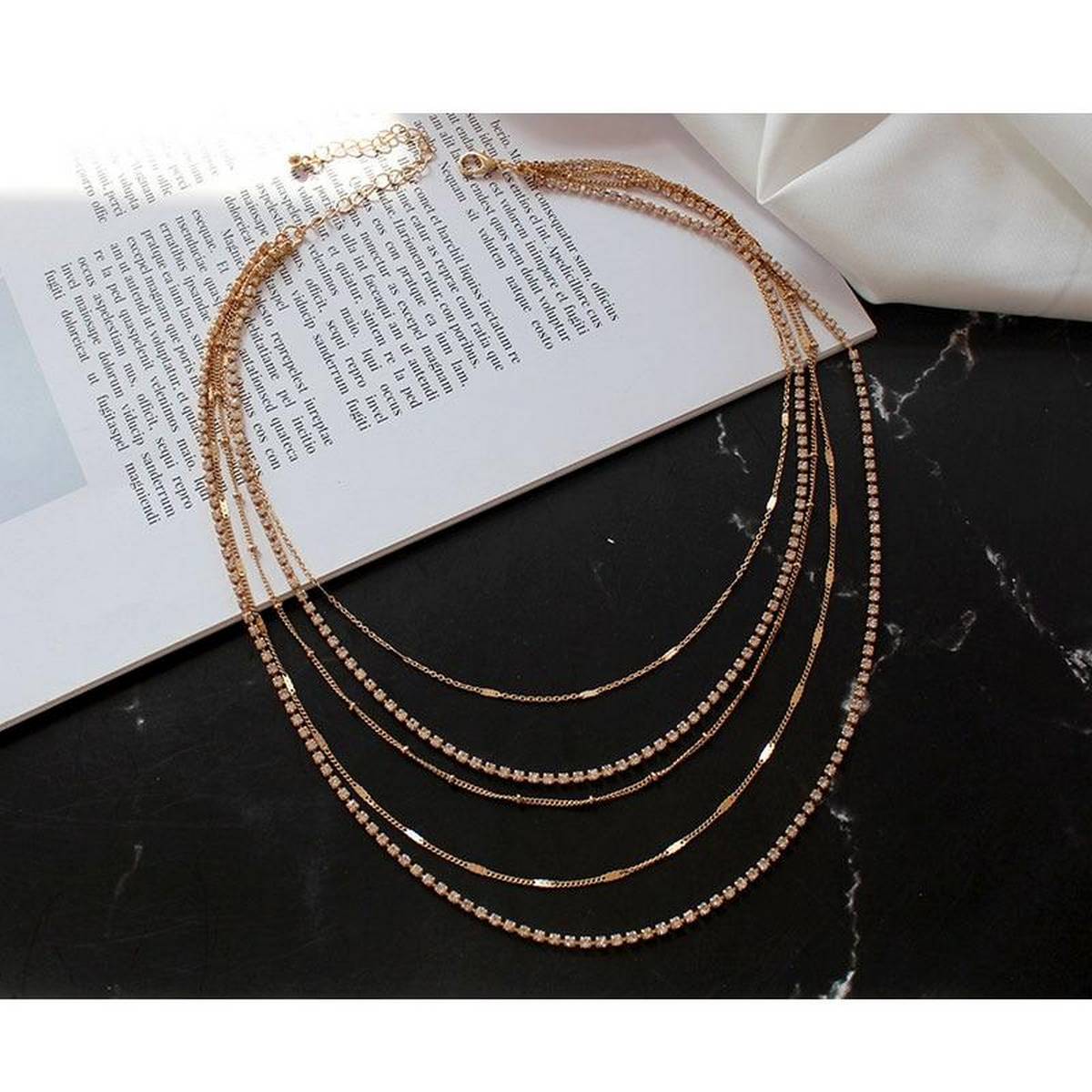 Trendy Classy 5 Layered Princessqueen Styled Necklace Crystal Stylish For Women – Accessories Online in Pakistan | Hanaya