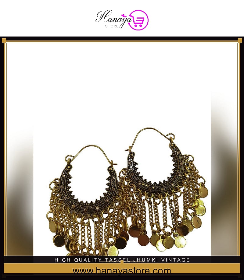 High Quality Tassel Jhumki Vintage Rough Elegant Stylish Earrings – Earrings Online in Pakistan | Hanaya