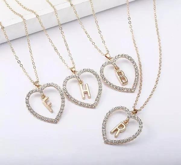 Heart Shaped Crystal English Alphabet Letter Pendant – Lifestyle – Buy Accessories Pakistan | Hanaya