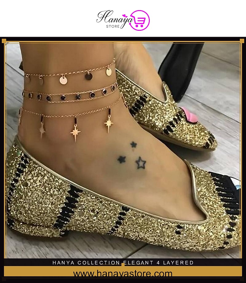 Hanya Collection Elegant 4 Layered Party Wedding Fashion anklet for ladies – anklet Online in Pakistan | Hanaya