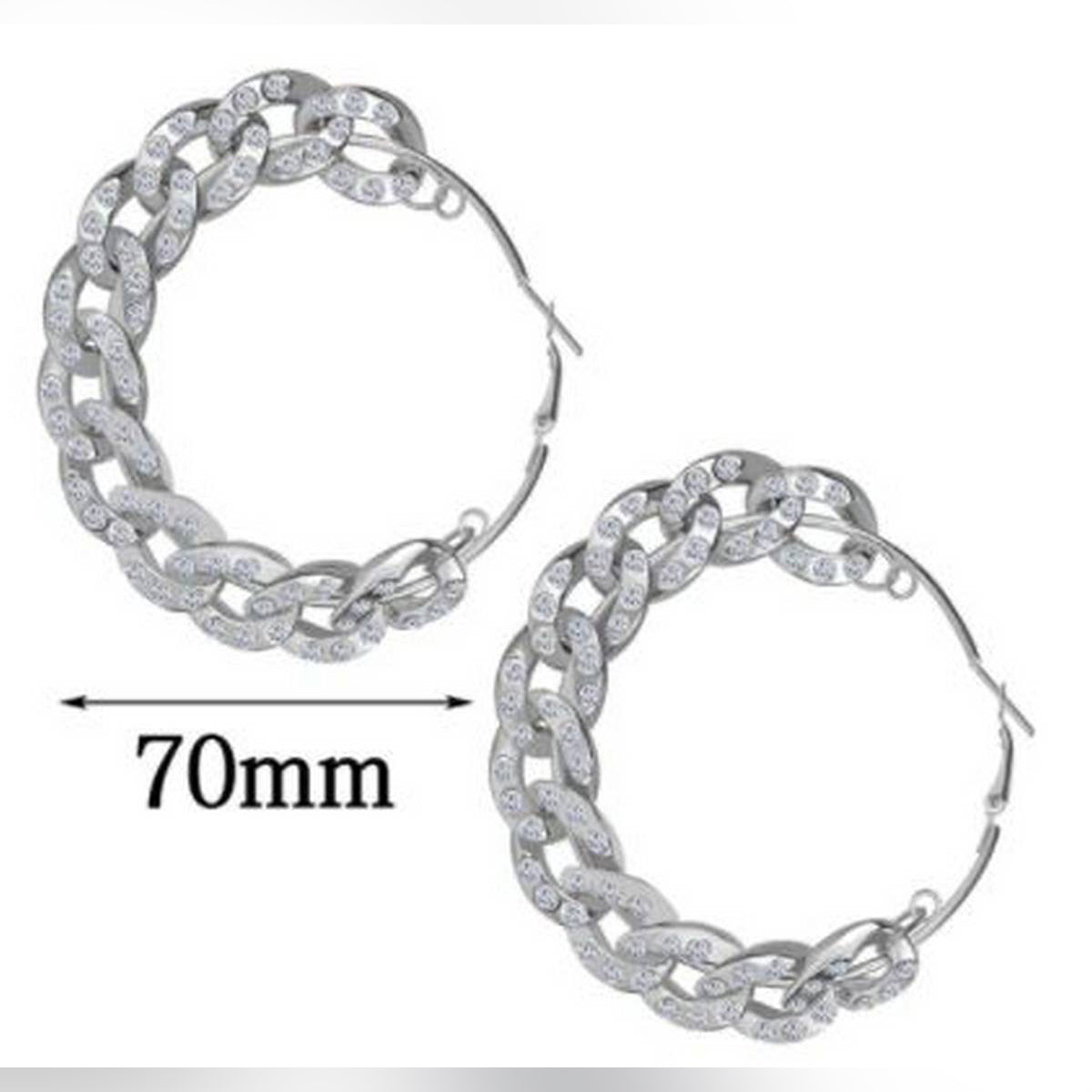 Big Light Weight Chain 70MM High Quality Exquisite Crystal Stylish Earring – Close Up – Accessories | Hanaya Pakistan