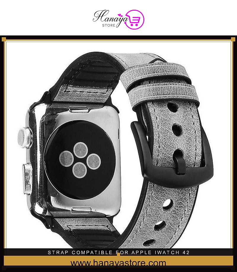STRAP Compatible For APPLE iwatch 42/44mm Series 1/2/3/4/5/6 strap Vintage Rough Outer Leather Inner Silicon – Accessories...