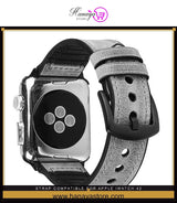 STRAP Compatible For APPLE iwatch 42/44mm Series 1/2/3/4/5/6 strap Vintage Rough Outer Leather Inner Silicon – Accessories...