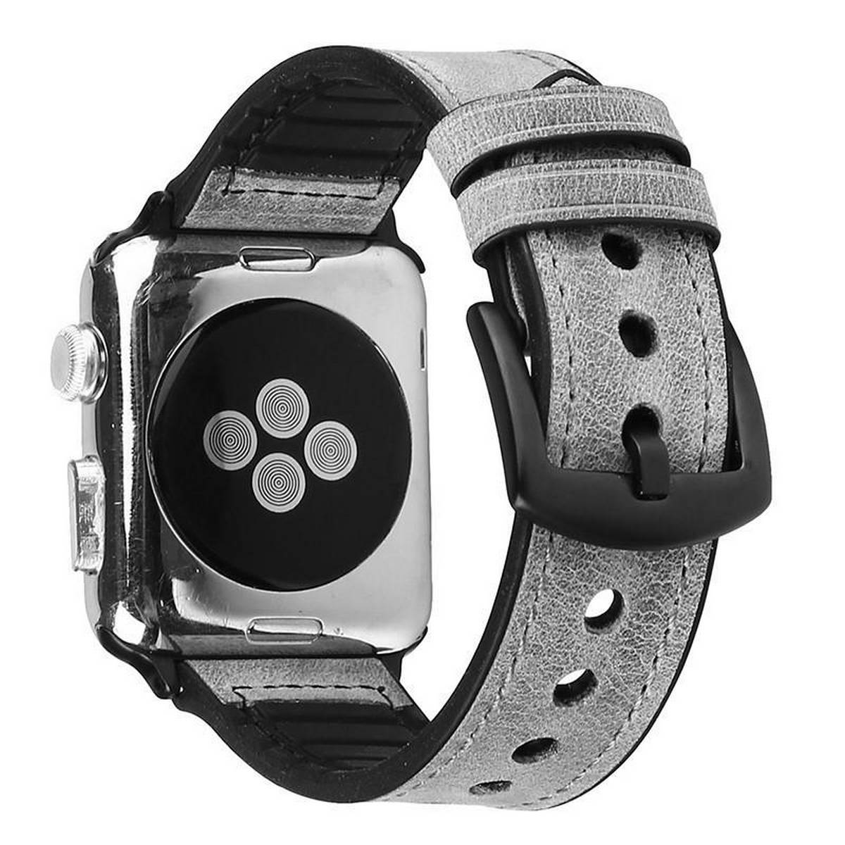Compatible for Apple iWatch Strap Vintage Rough Outer Leather Inner Silicon 42/44mm Series 1/2/3/4 – Image 5 of 5